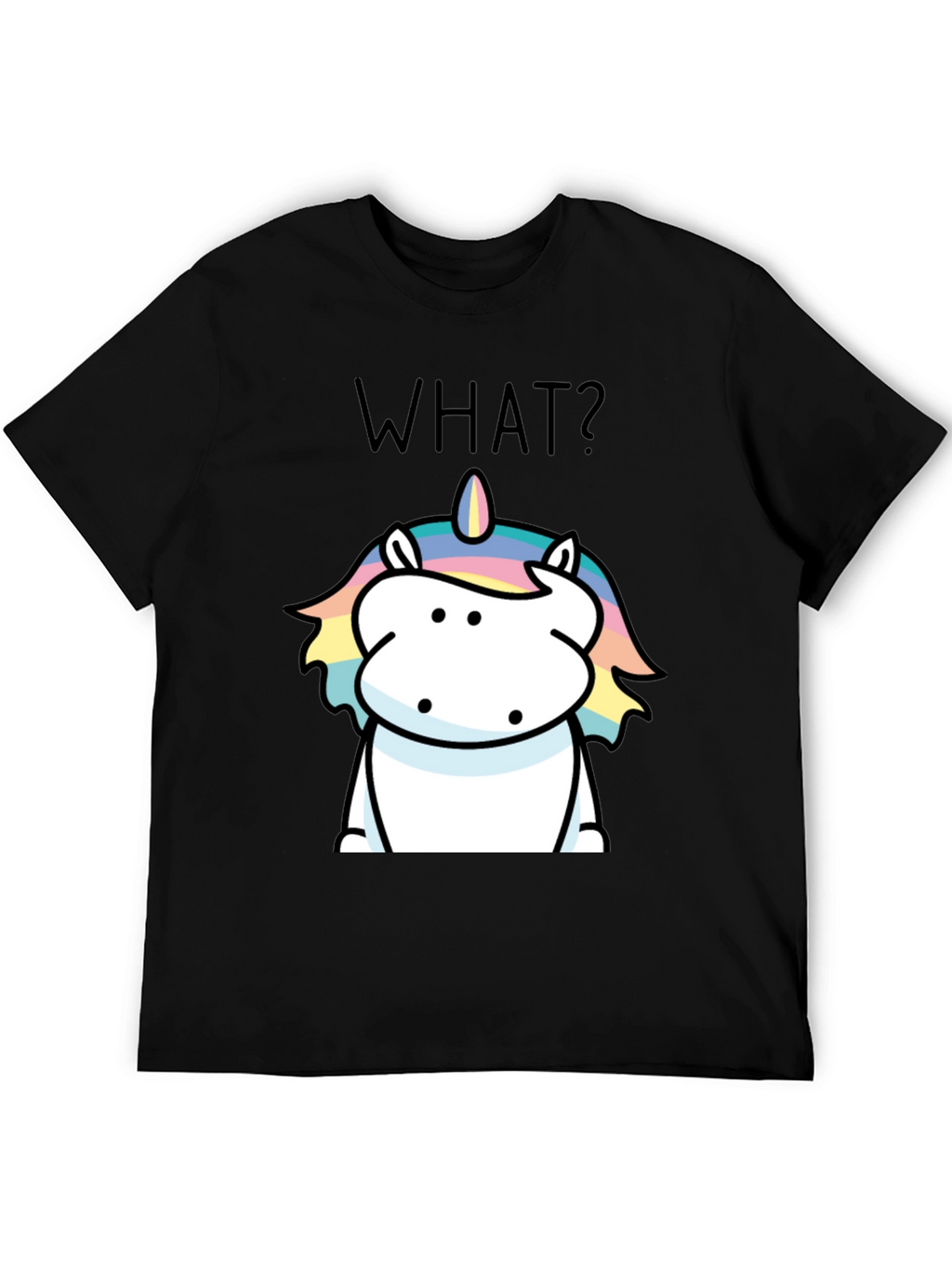 Funny Unicorn What? Black Graphic Tee