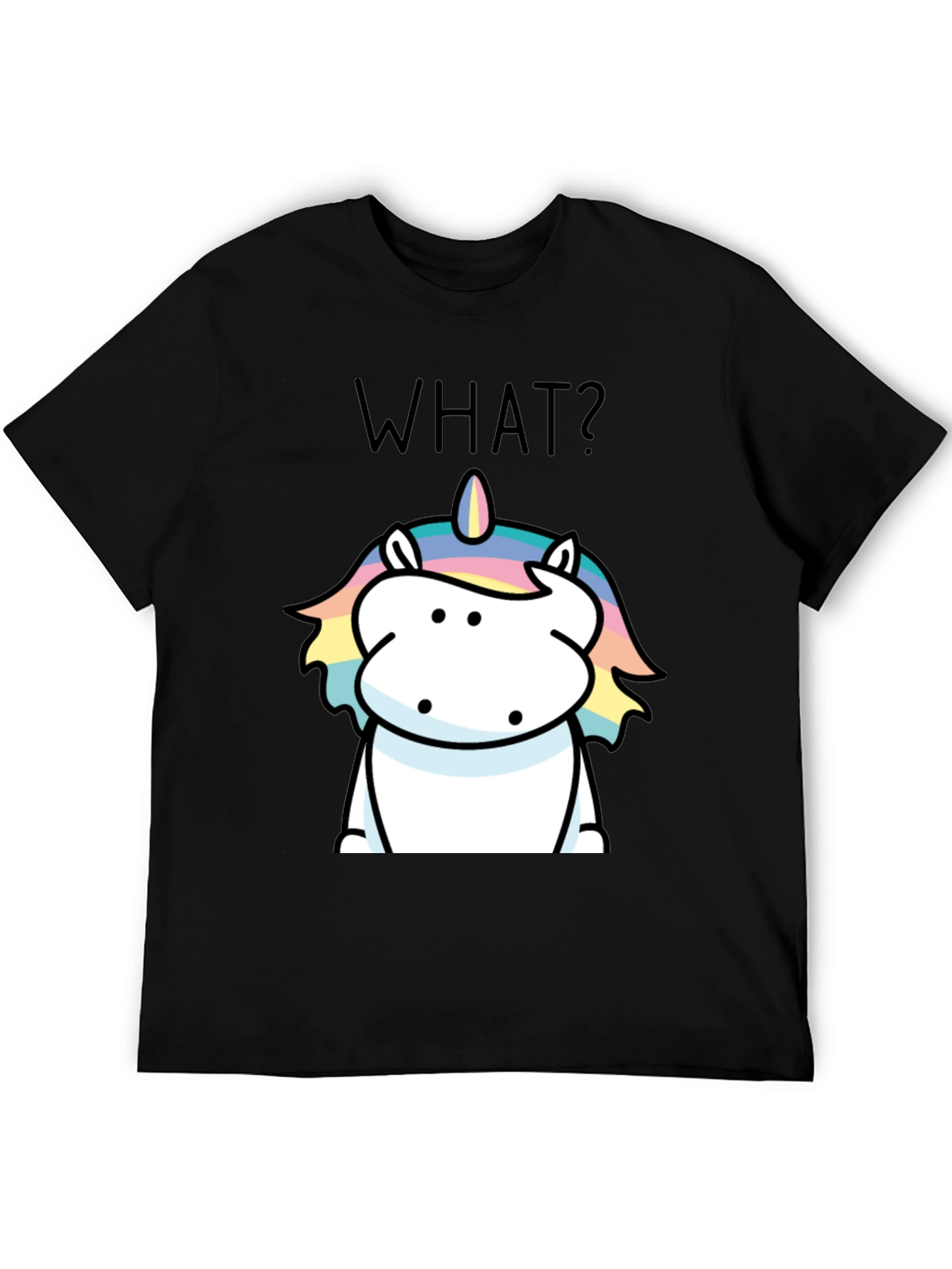 Funny Unicorn What? Black Graphic Tee