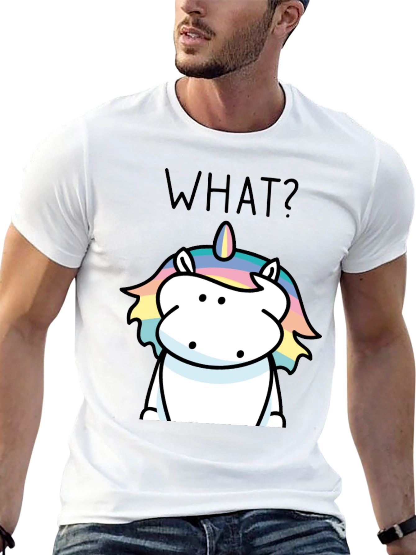 Funny Unicorn What? Black Graphic Tee