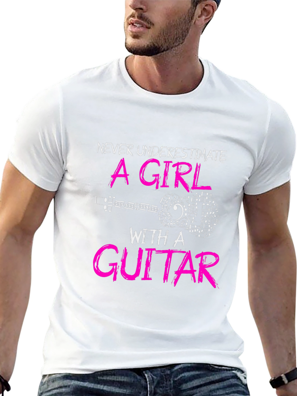 Girl Guitar Player Black T-Shirt