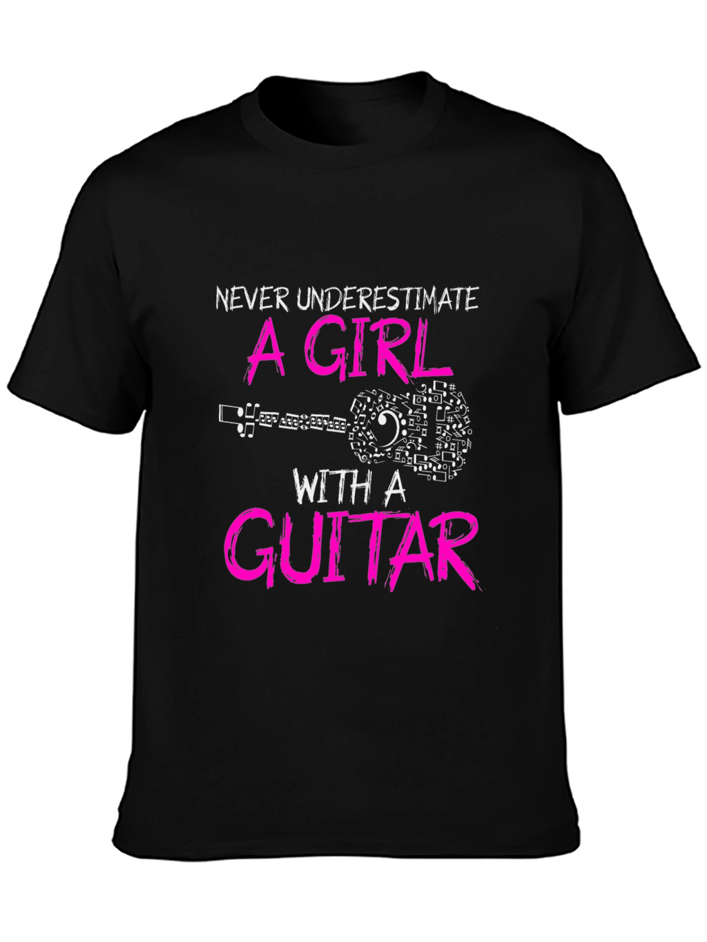 Girl Guitar Player Black T-Shirt