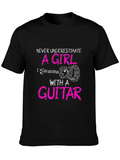 Girl Guitar Player Black T-Shirt
