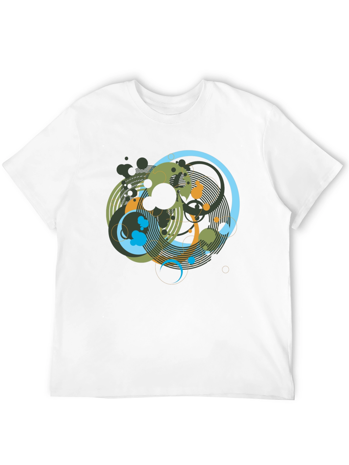 Abstract Geometric Circle Design Black T-Shirt