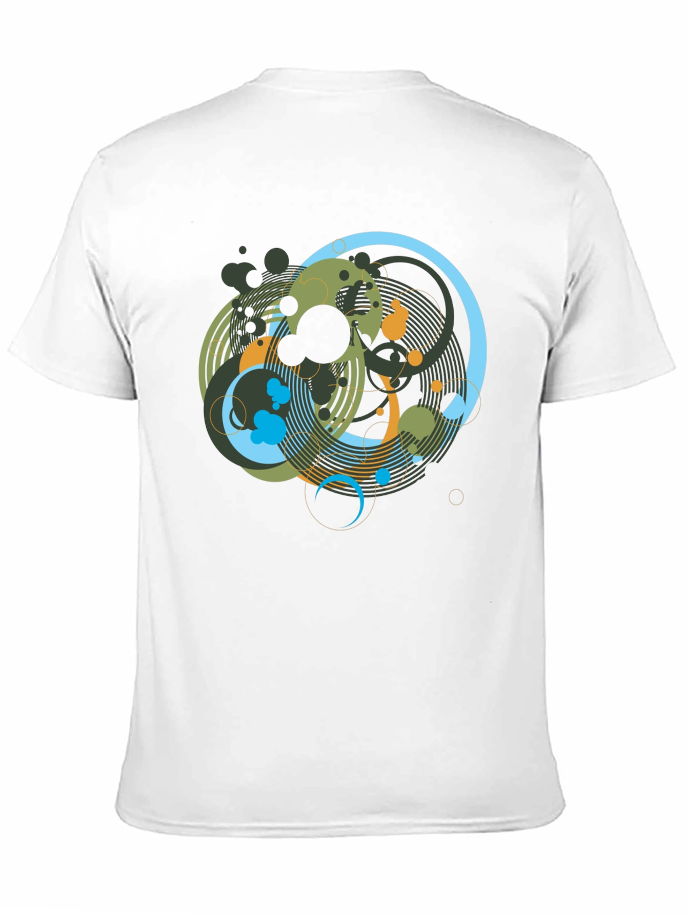 Abstract Geometric Circle Design Black T-Shirt