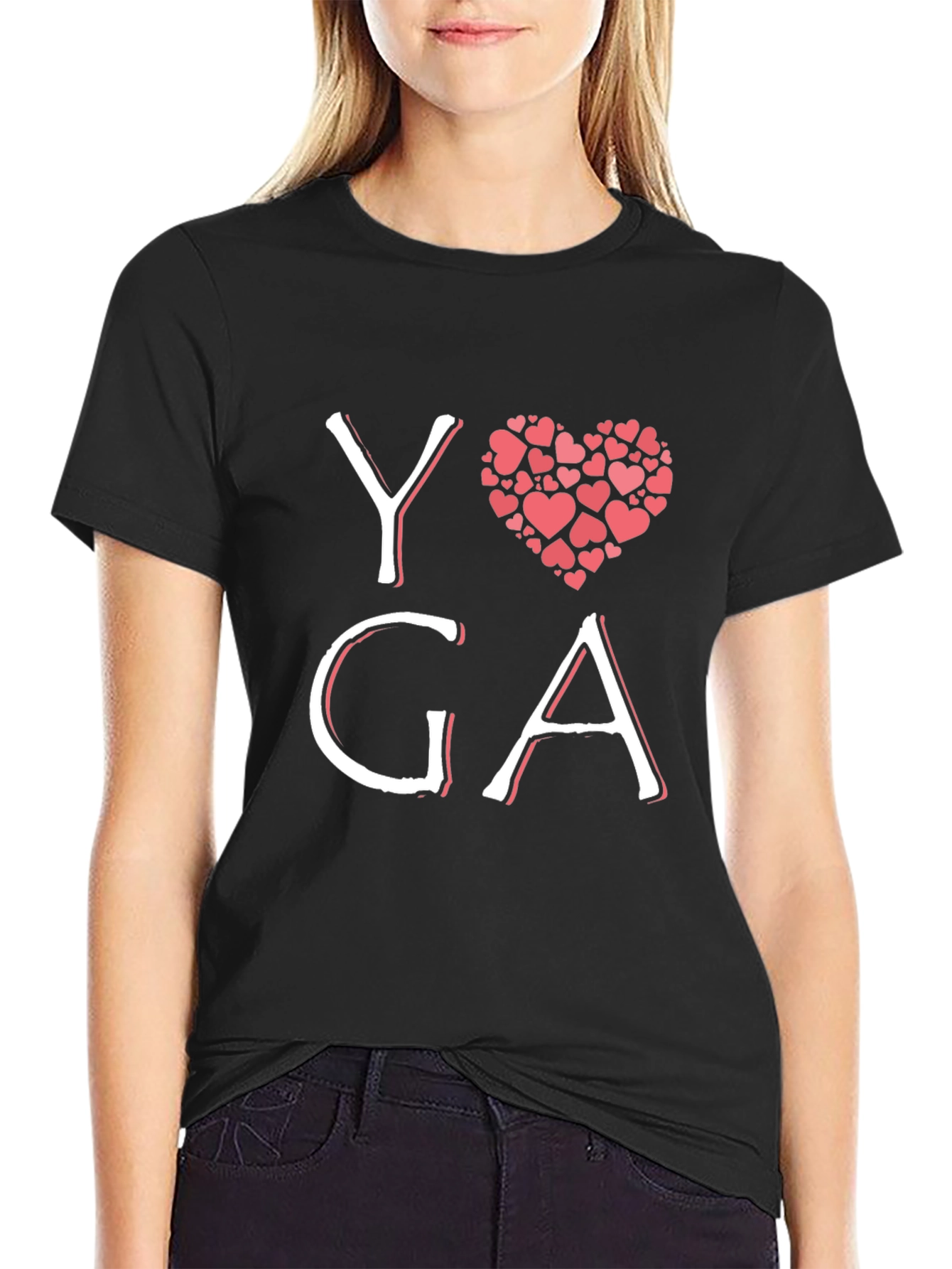 Yoga Heart Graphic Black T-Shirt