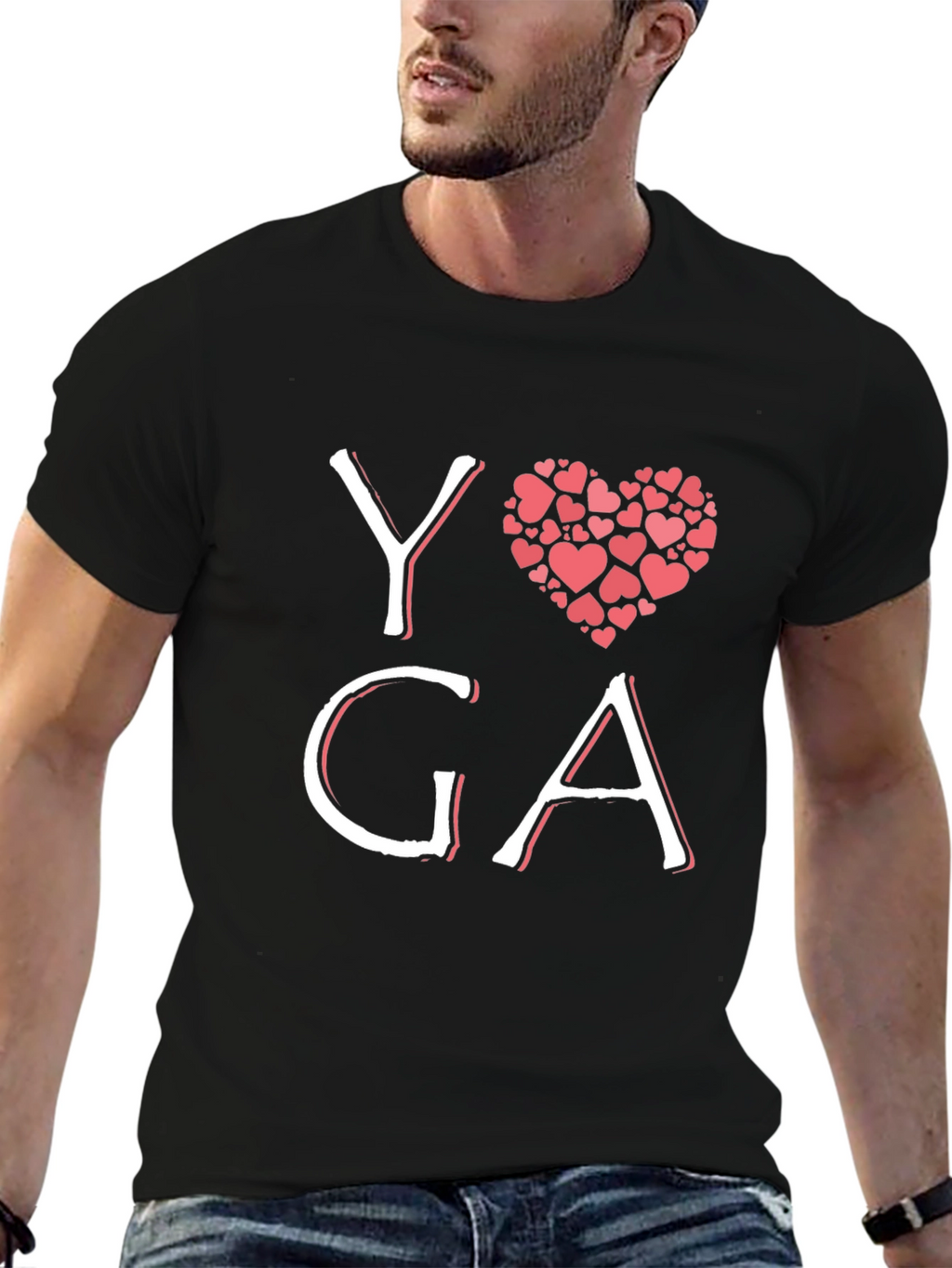 Yoga Heart Graphic Black T-Shirt