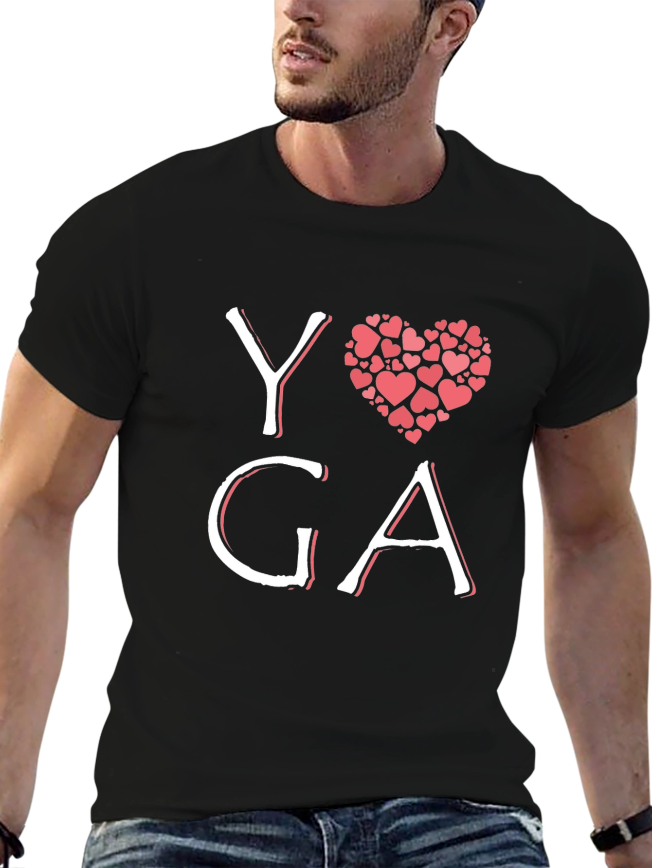Yoga Heart Graphic Black T-Shirt