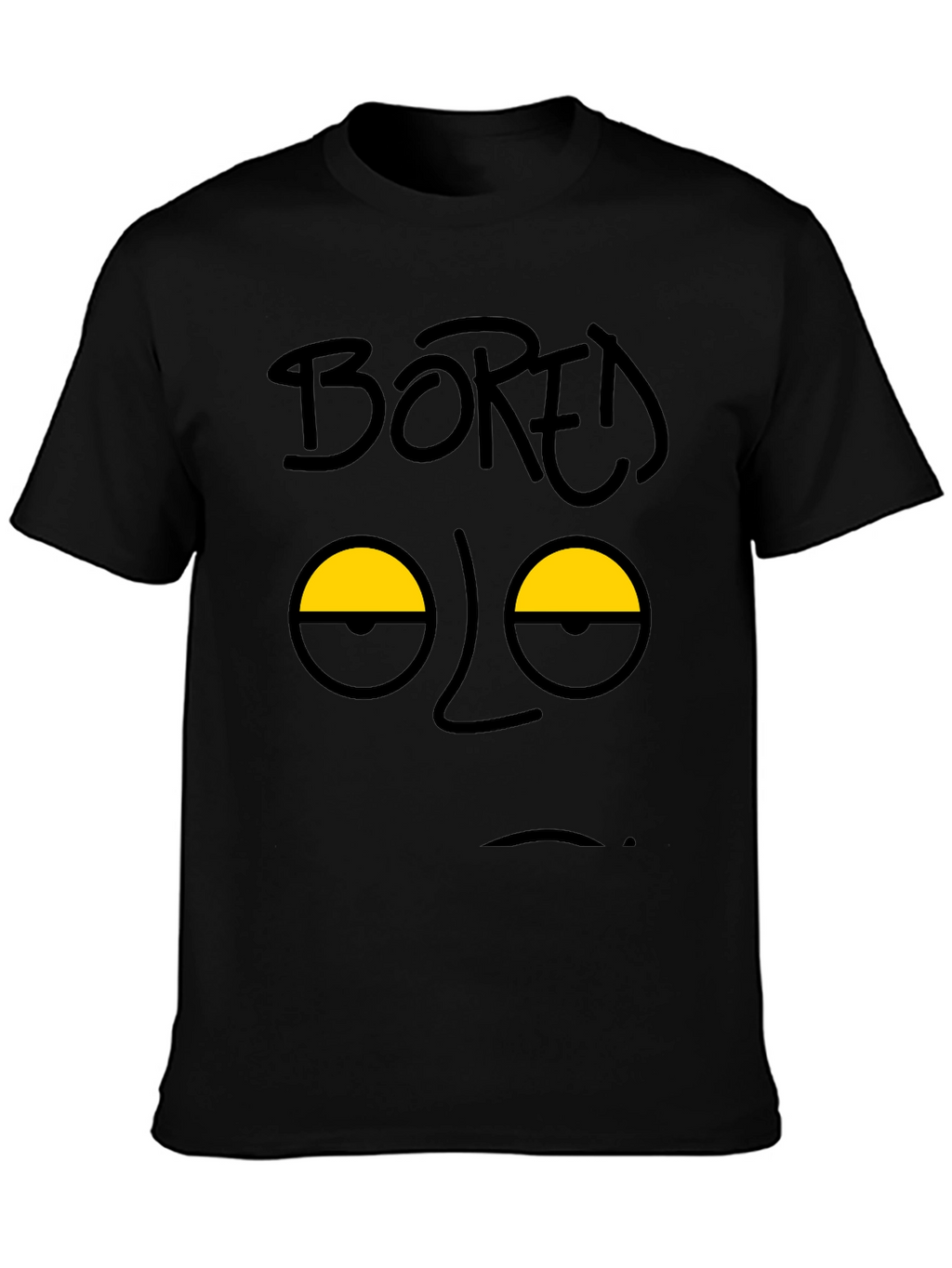 Bored Face Graphic T-Shirt - Black