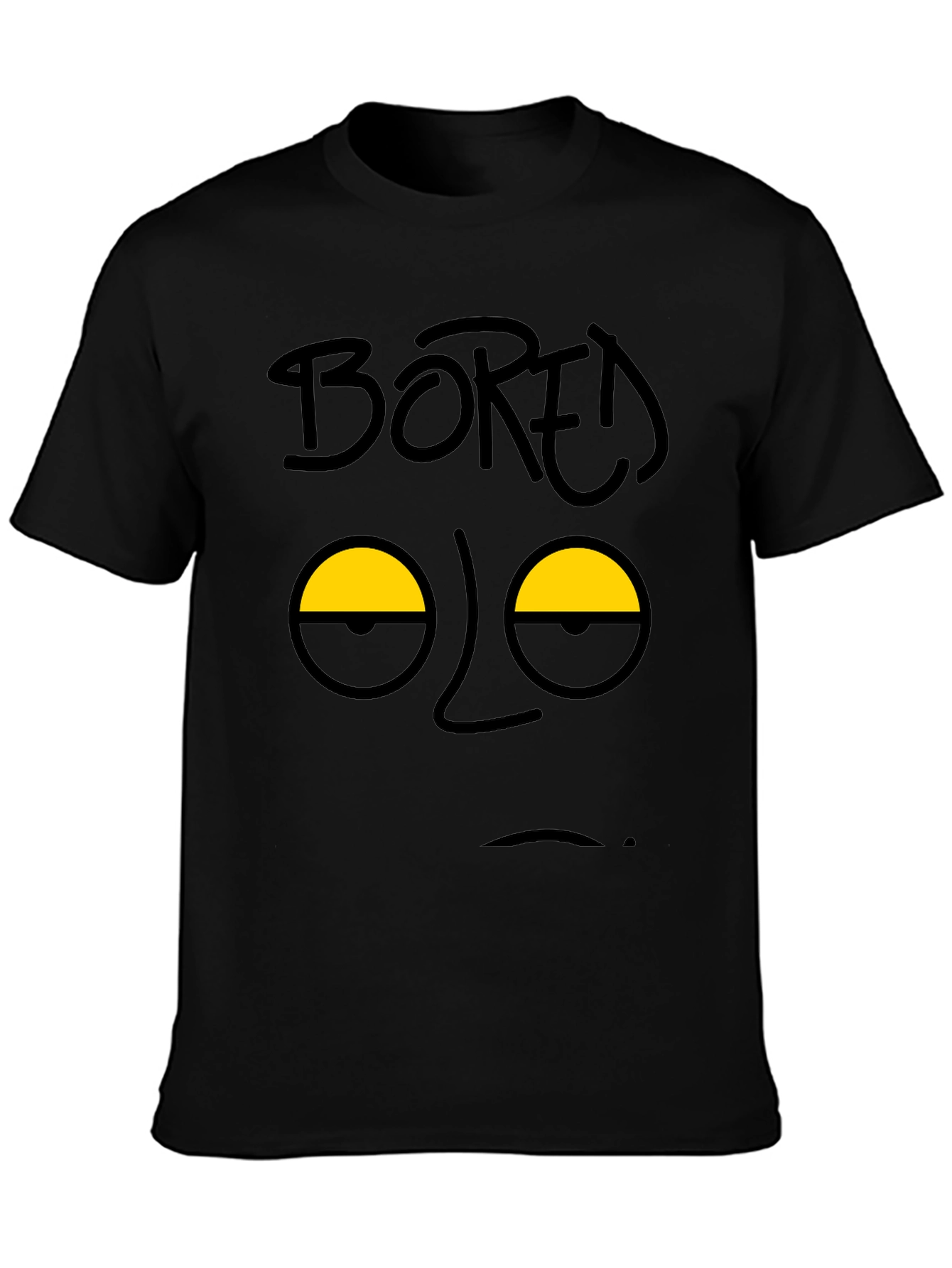 Bored Face Graphic T-Shirt - Black
