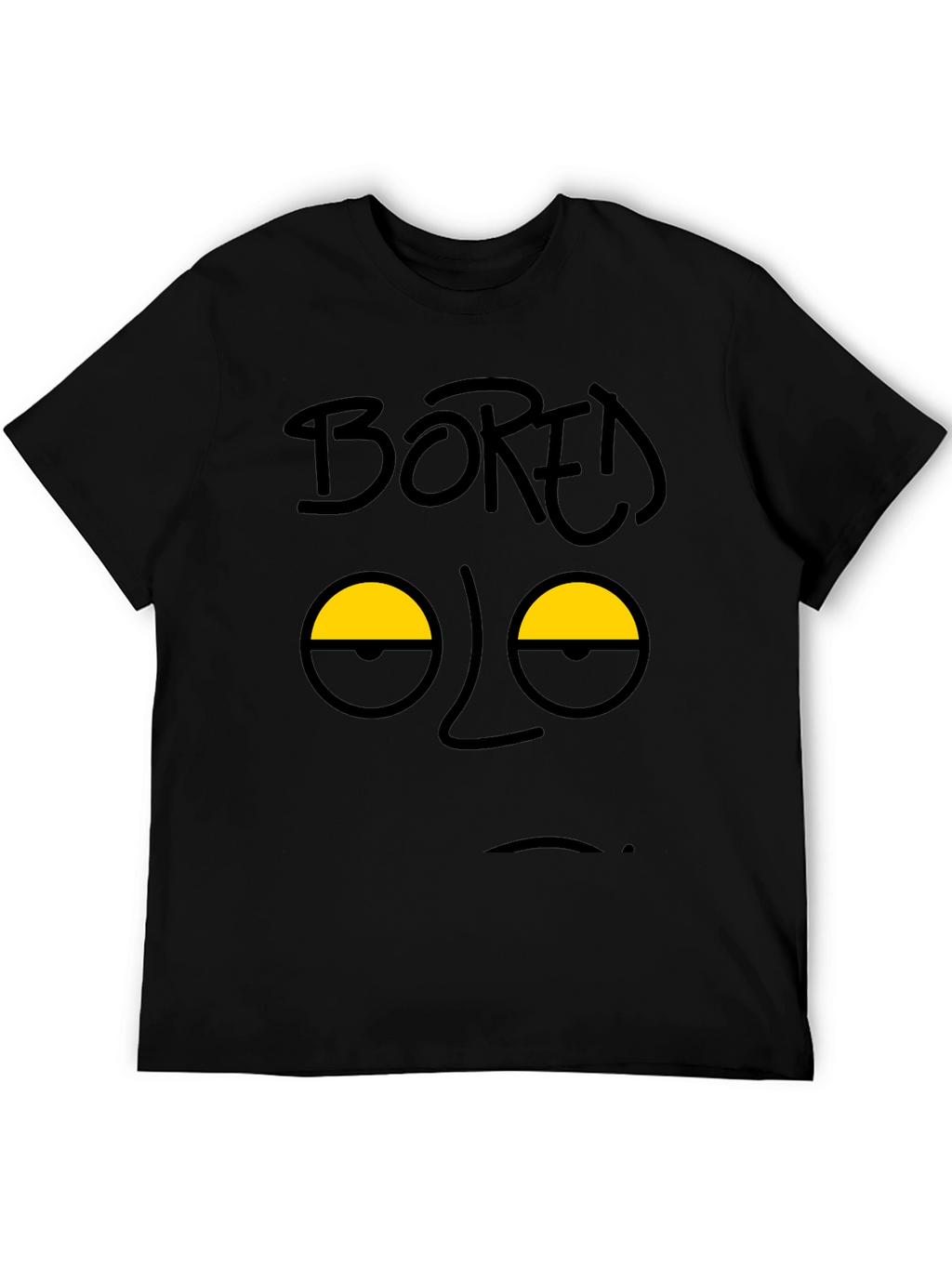 Bored Face Graphic T-Shirt - Black