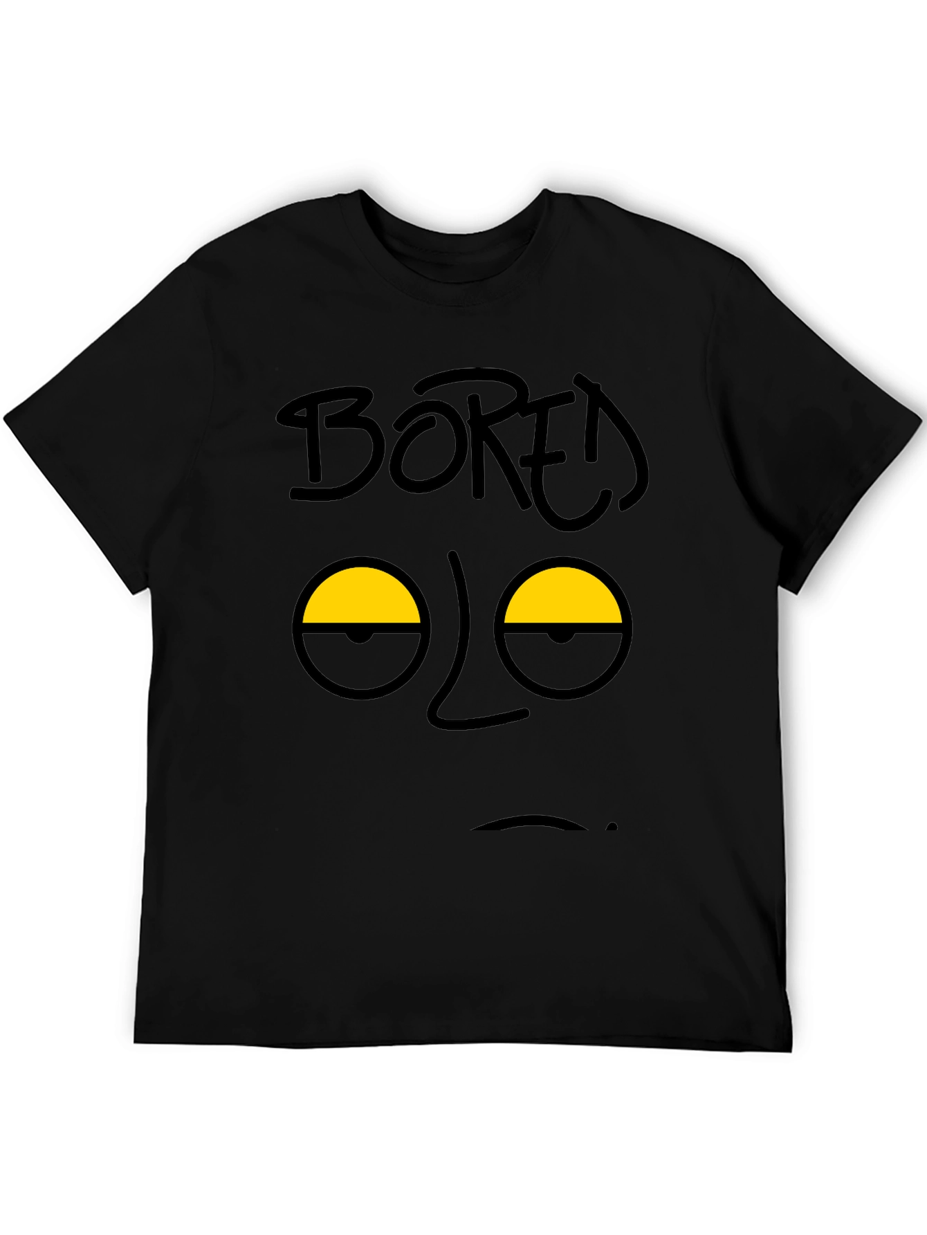 Bored Face Graphic T-Shirt - Black