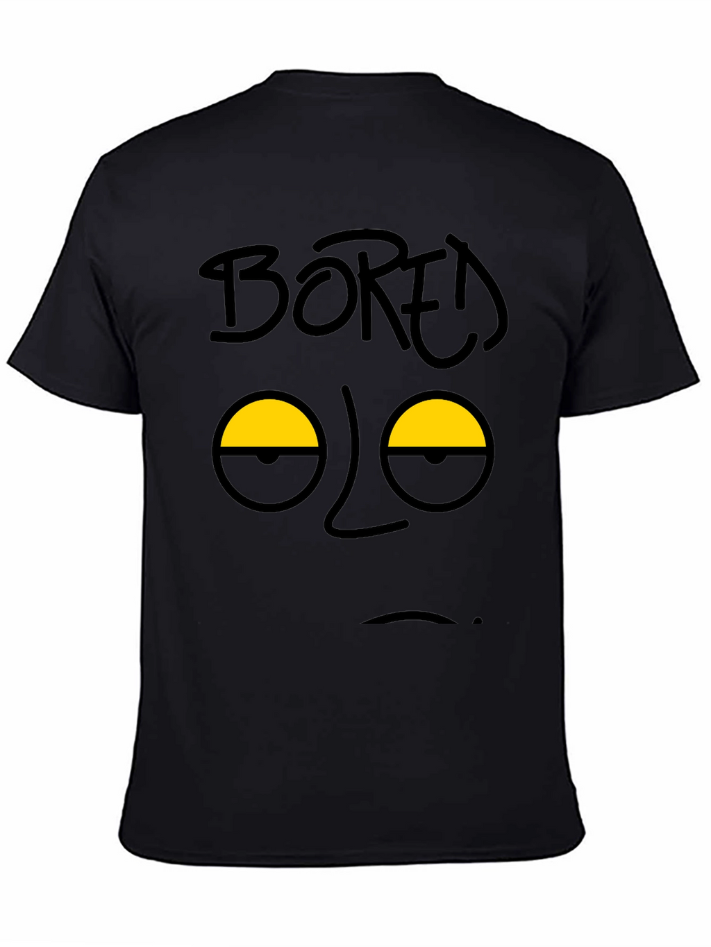 Bored Face Graphic T-Shirt - Black