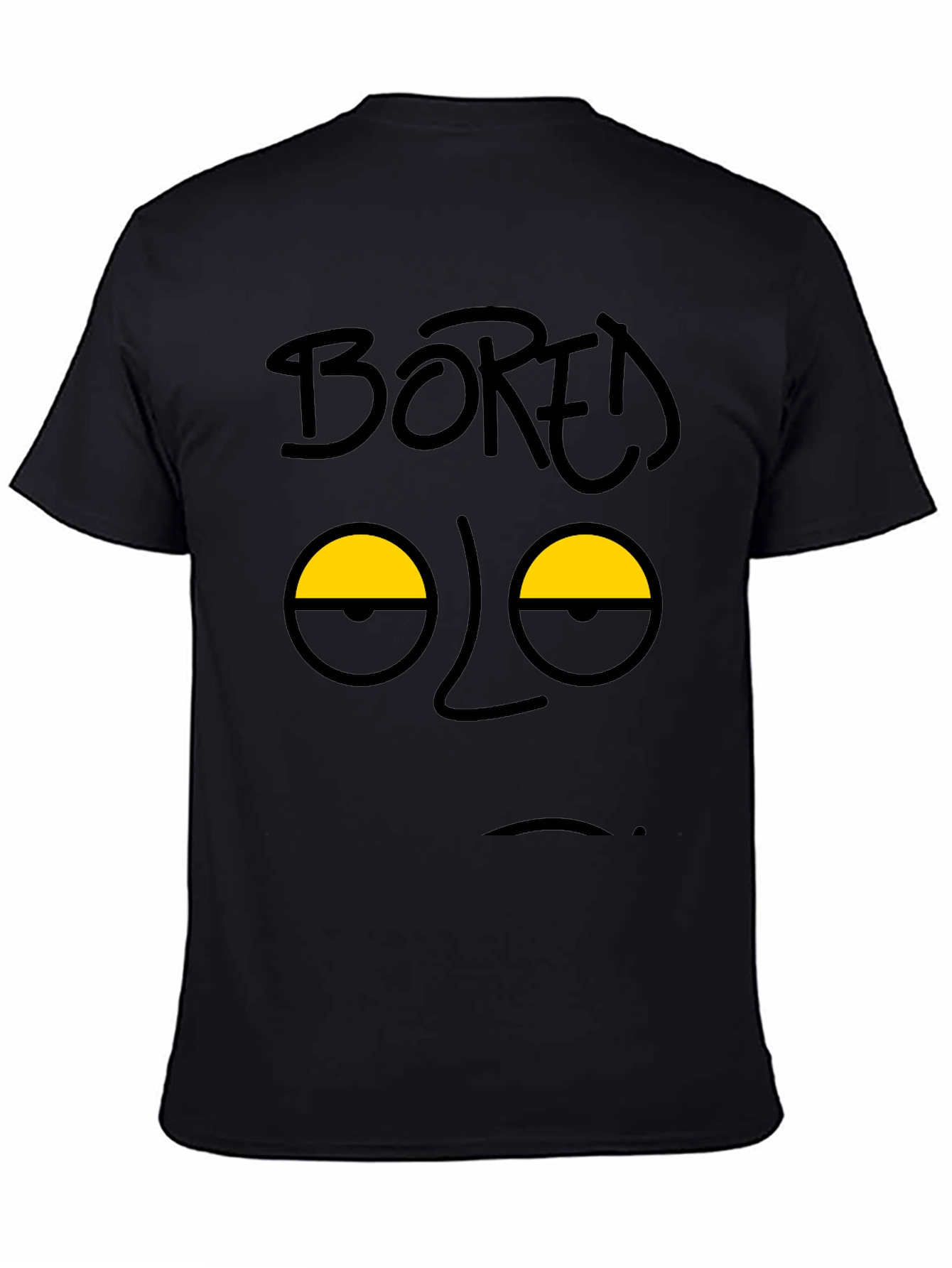Bored Face Graphic T-Shirt - Black