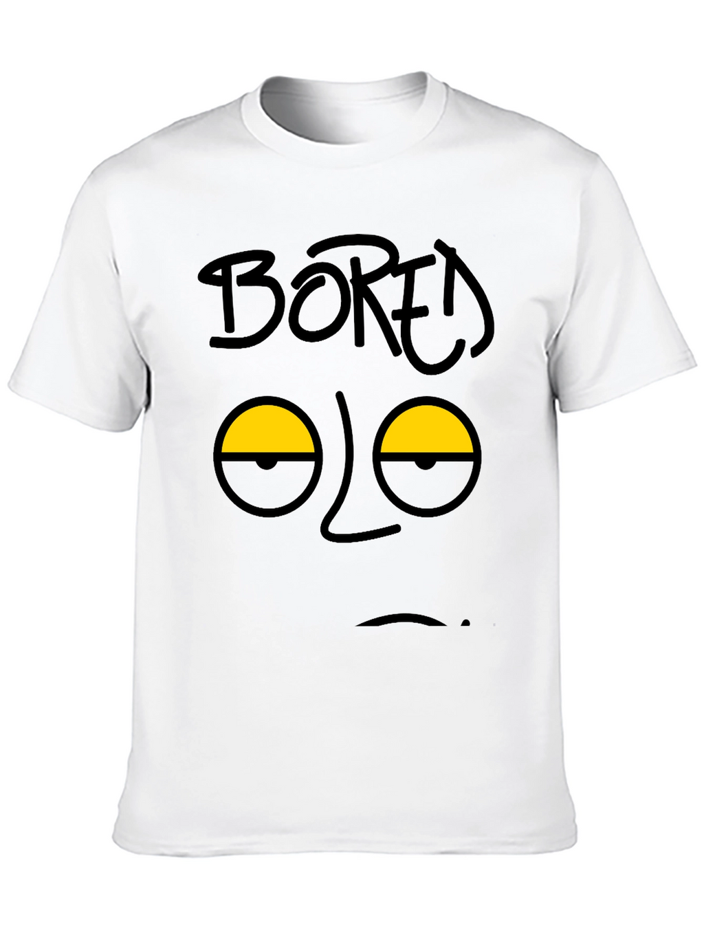 Bored Face Graphic T-Shirt - Black