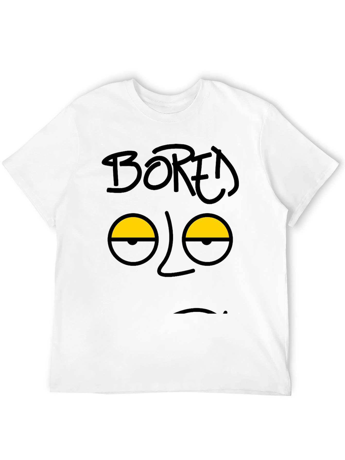 Bored Face Graphic T-Shirt - Black