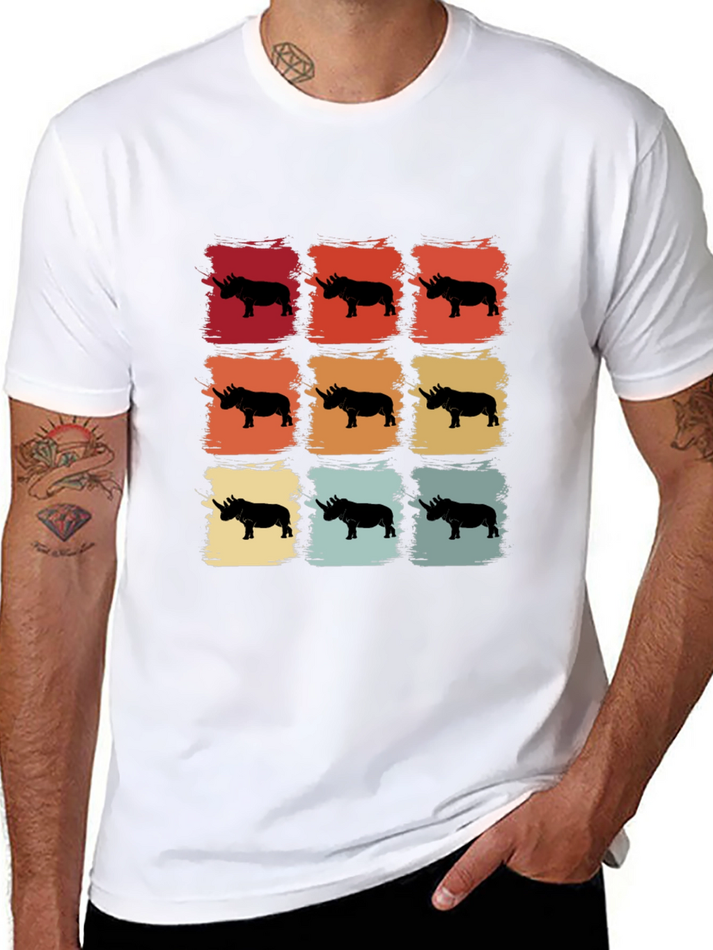 Retro Rhino Silhouette T-Shirt