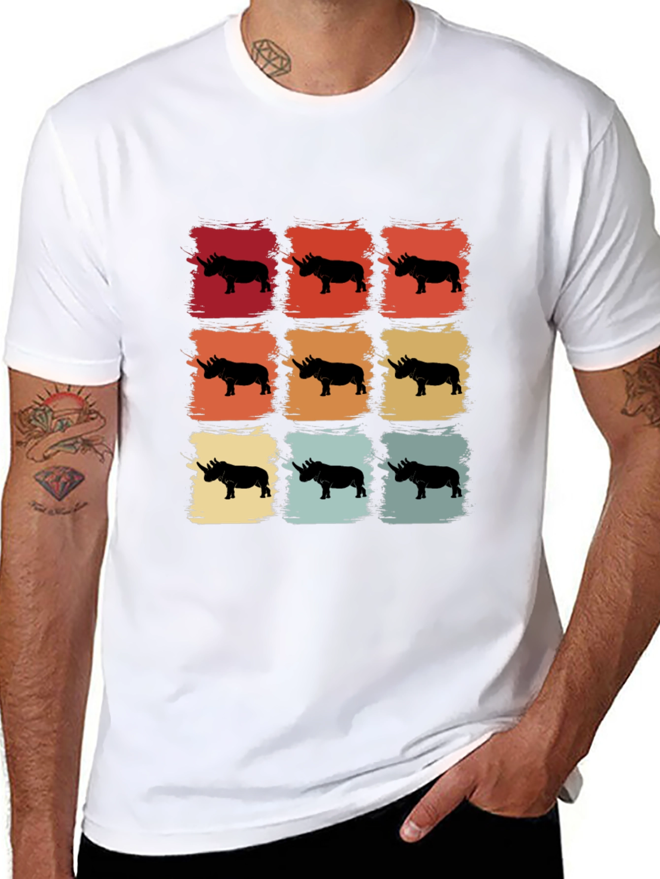 Retro Rhino Silhouette T-Shirt