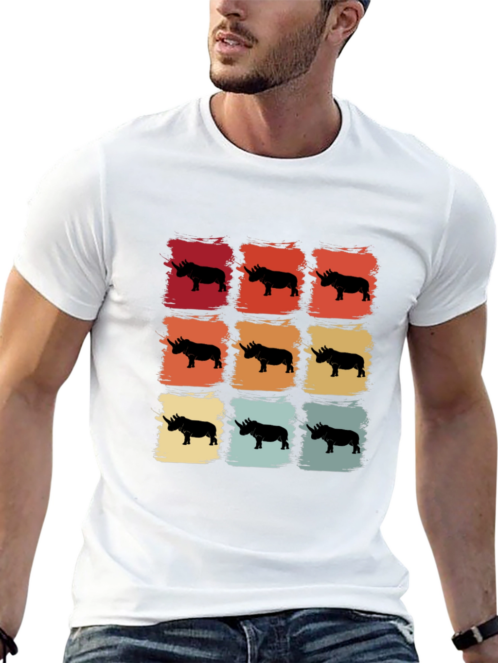 Retro Rhino Silhouette T-Shirt