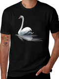 Swan Graphic Print Black T-Shirt