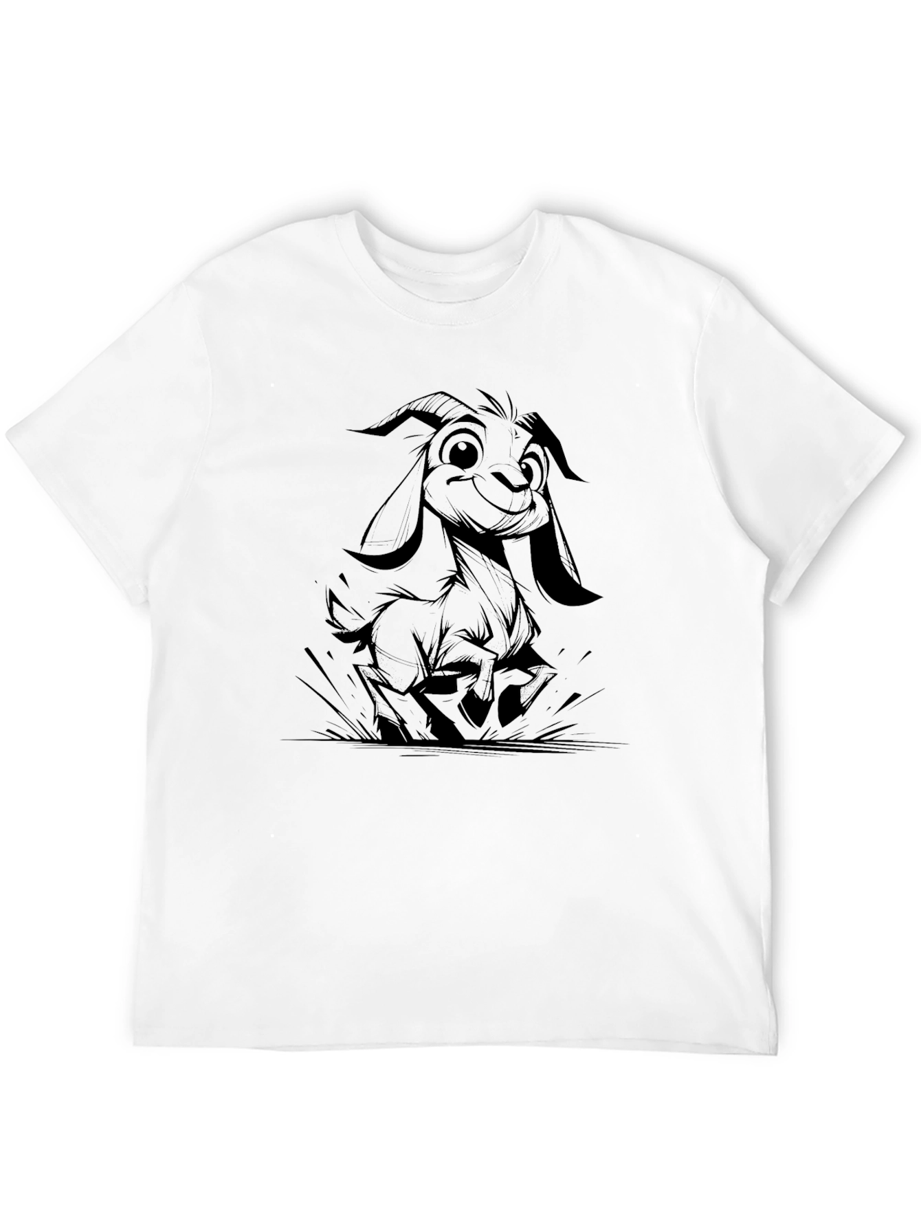 Black Goat Cartoon Tee - Cute & Comfy Style