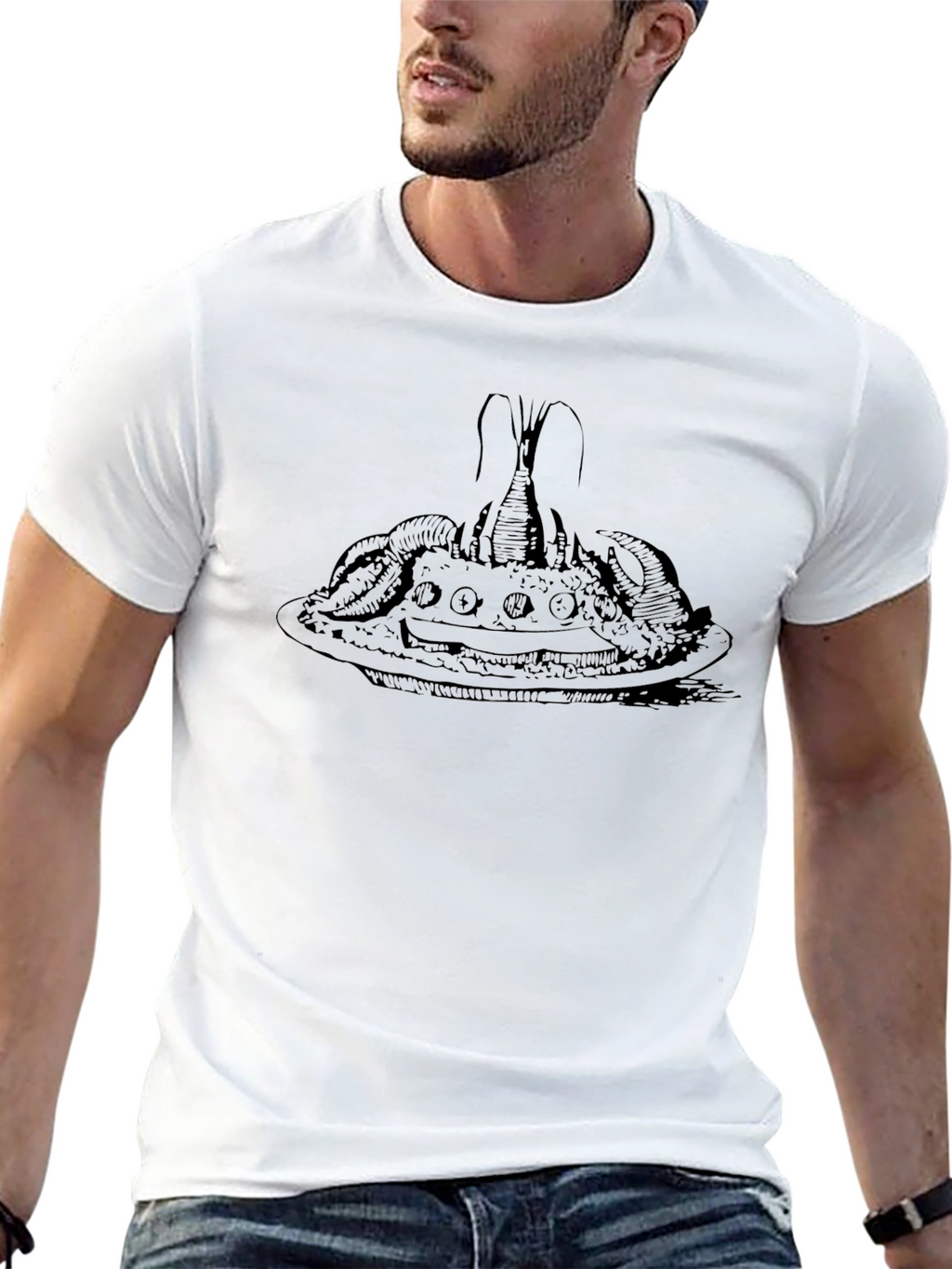 Lobster Dinner Graphic Tee - Black Cotton T-Shirt