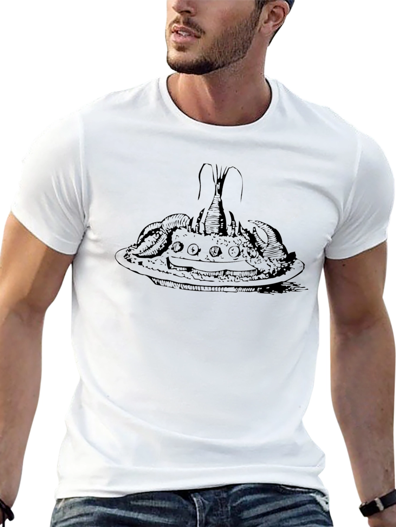 Lobster Dinner Graphic Tee - Black Cotton T-Shirt