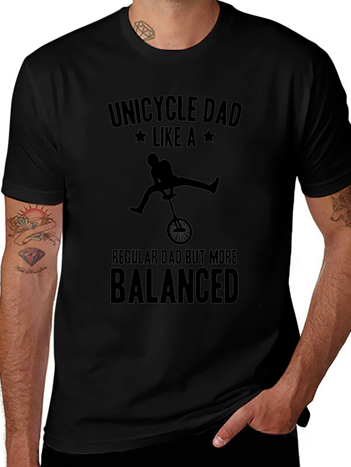 Unicycle Dad T-Shirt - Balanced Dad Tee