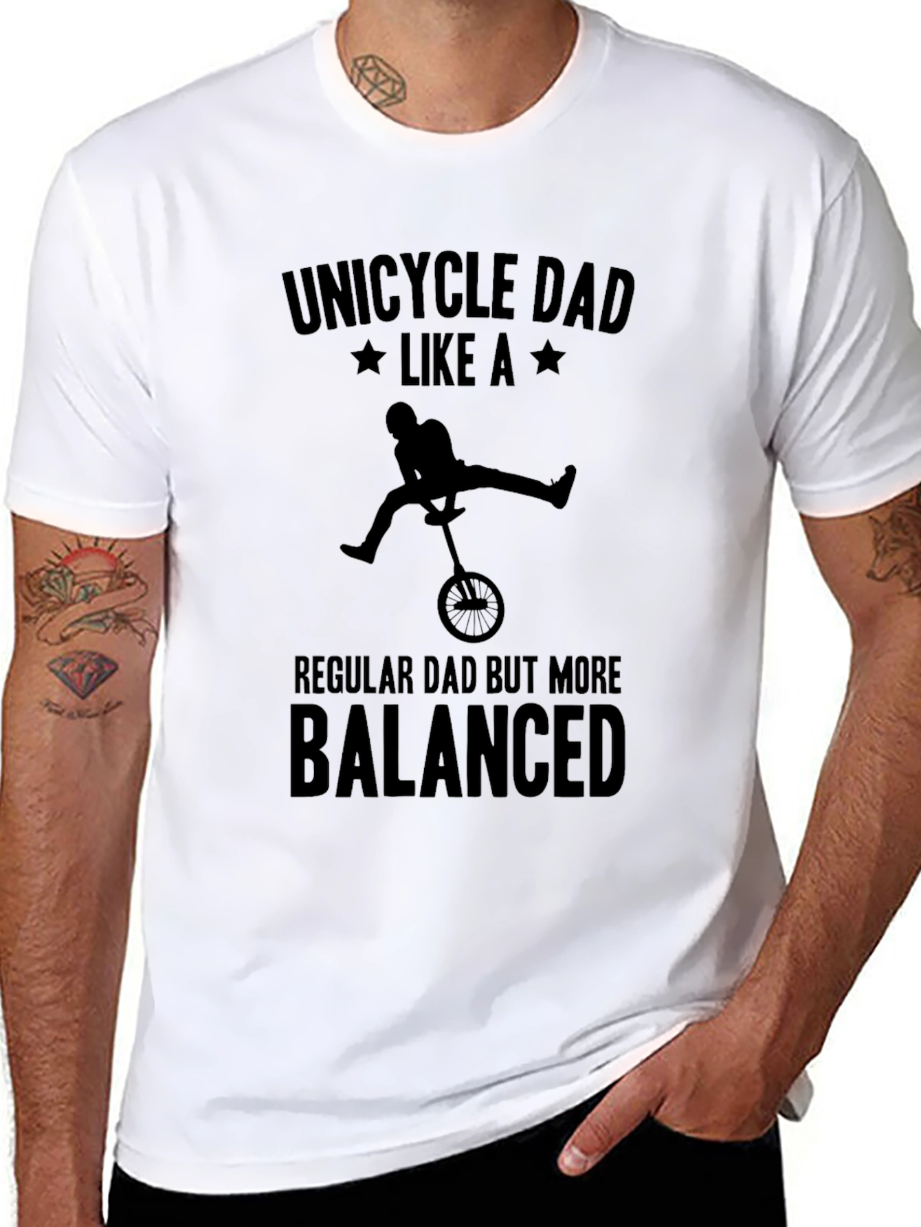 Unicycle Dad T-Shirt - Balanced Dad Tee