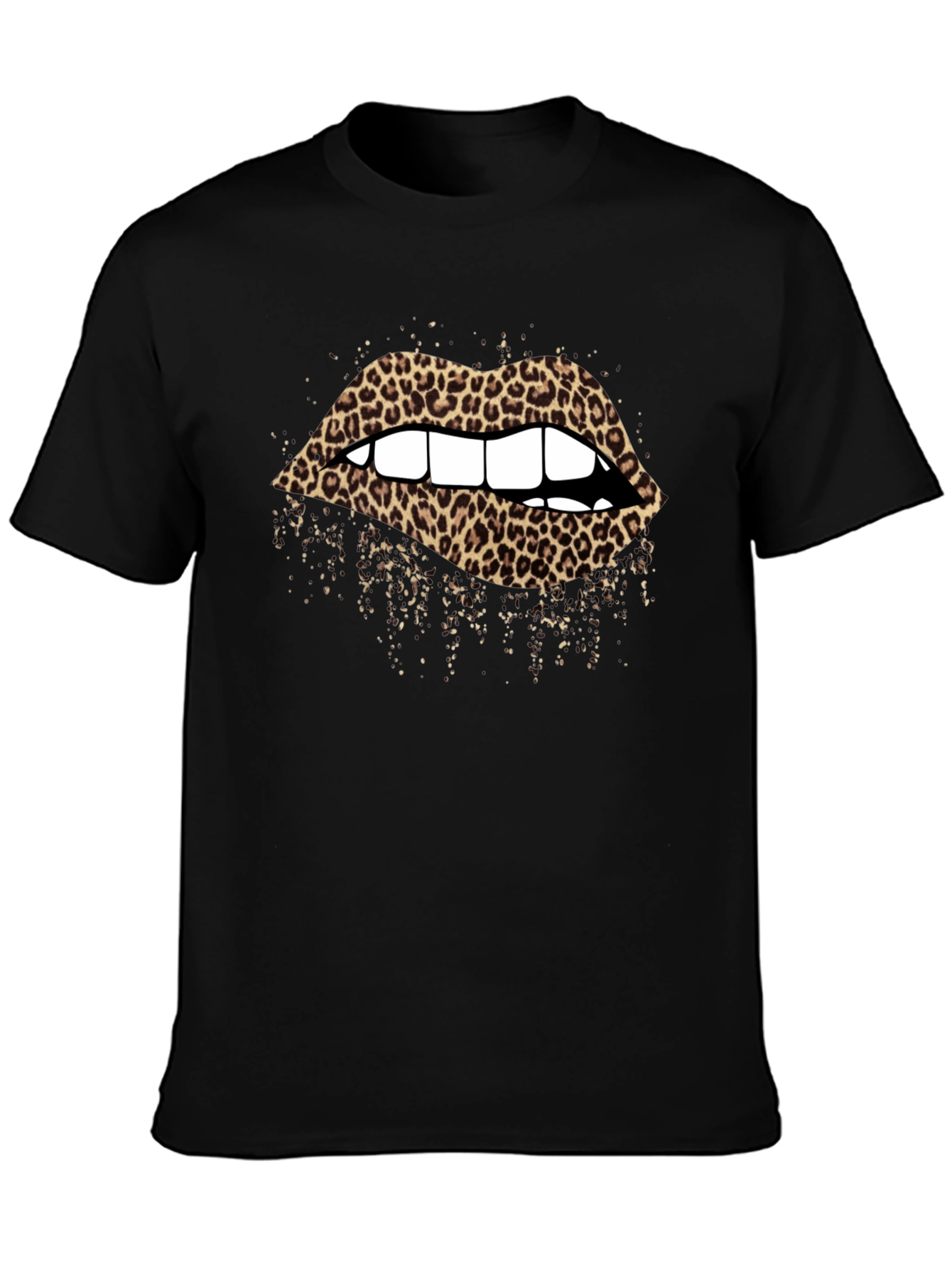 Leopard Lips Graphic T-Shirt - Black