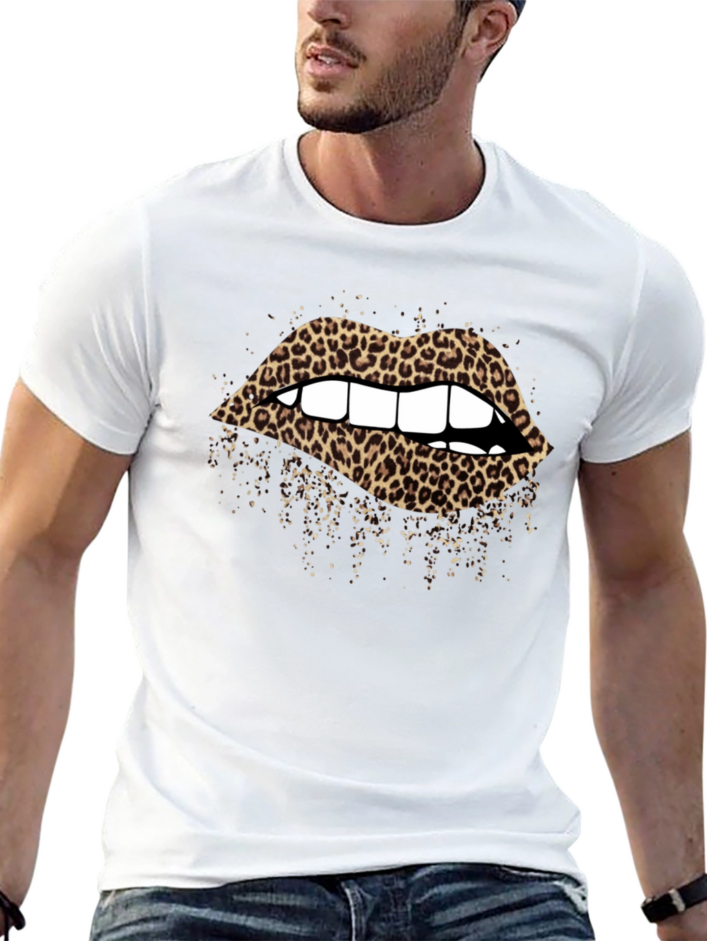 Leopard Lips Graphic T-Shirt - Black