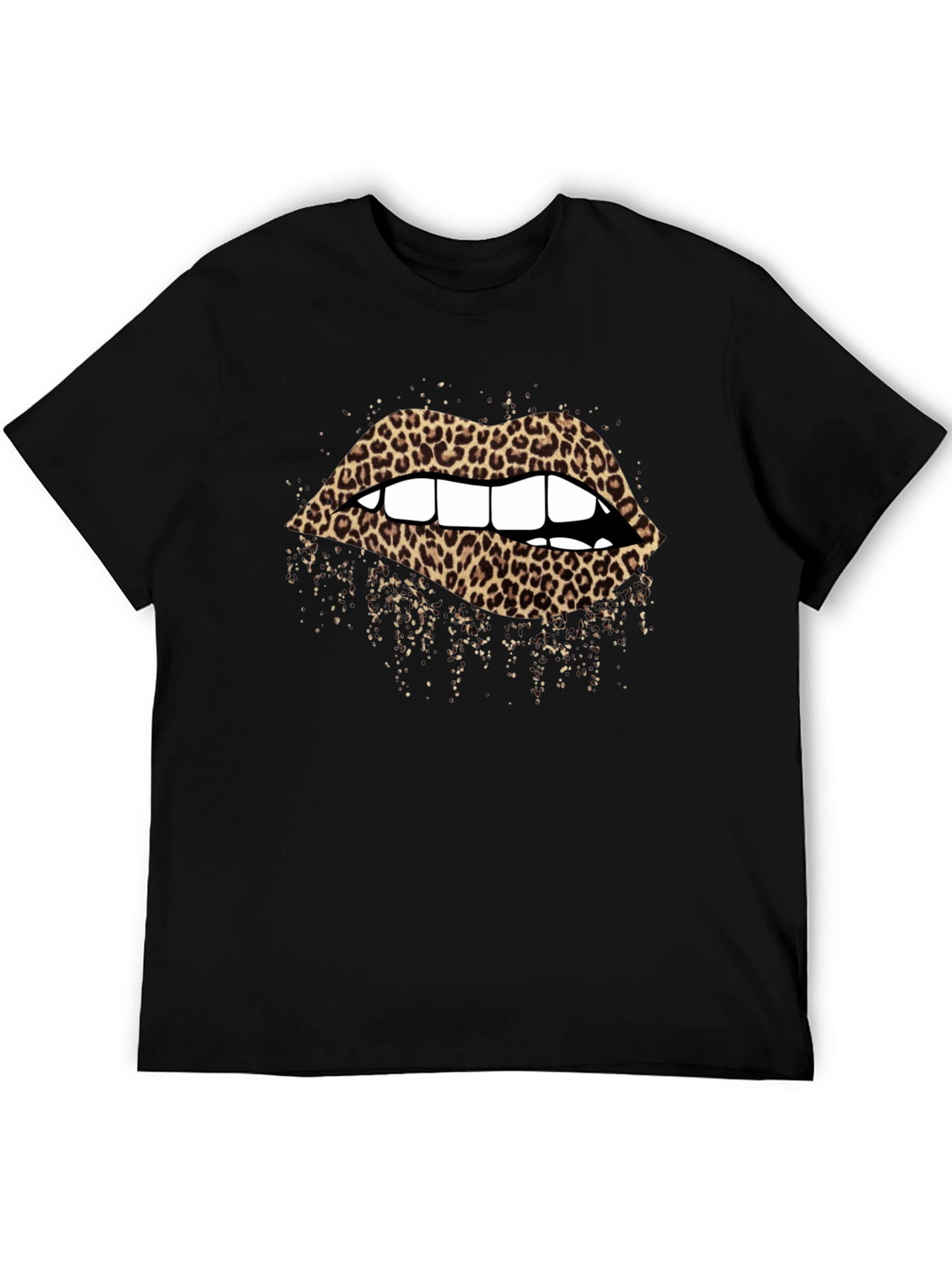 Leopard Lips Graphic T-Shirt - Black