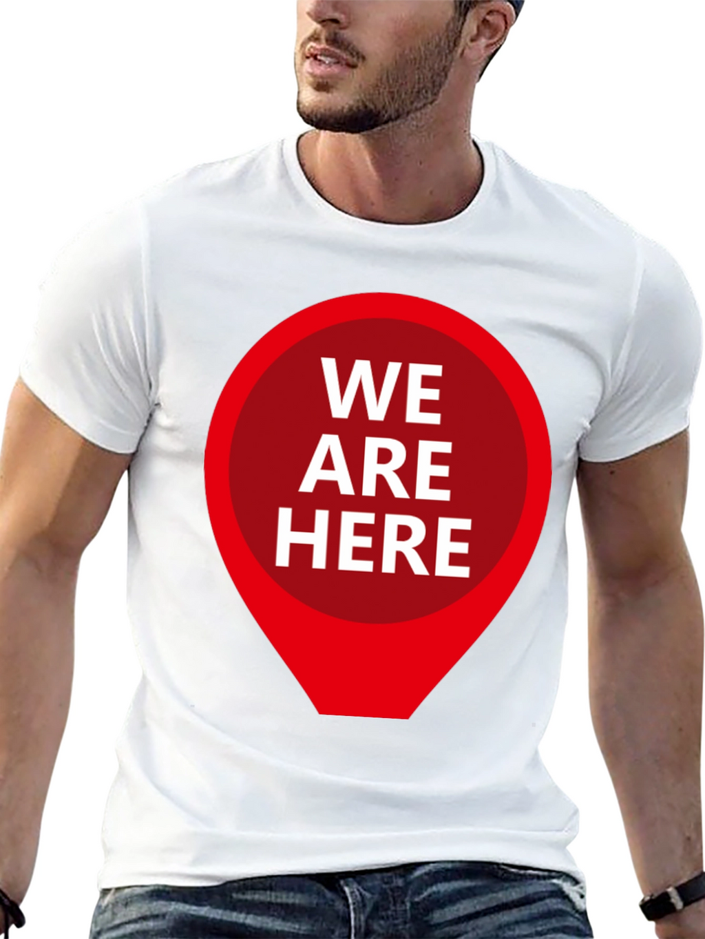 We Are Here Graphic Tee - Black