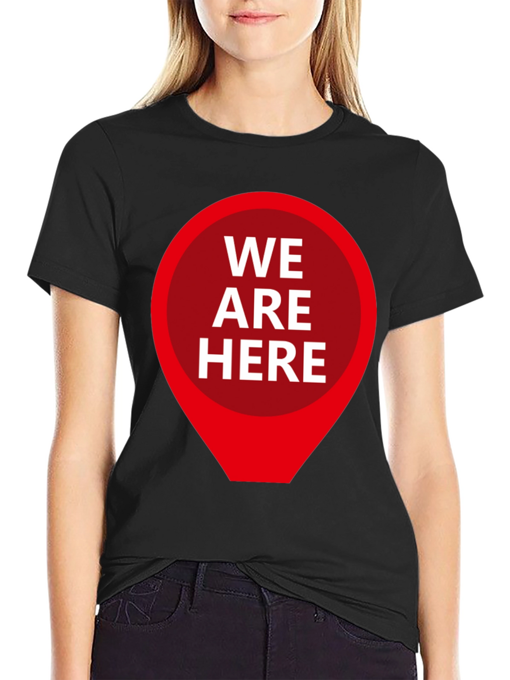 We Are Here Graphic Tee - Black