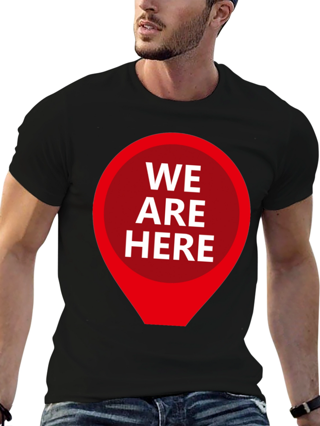 We Are Here Graphic Tee - Black