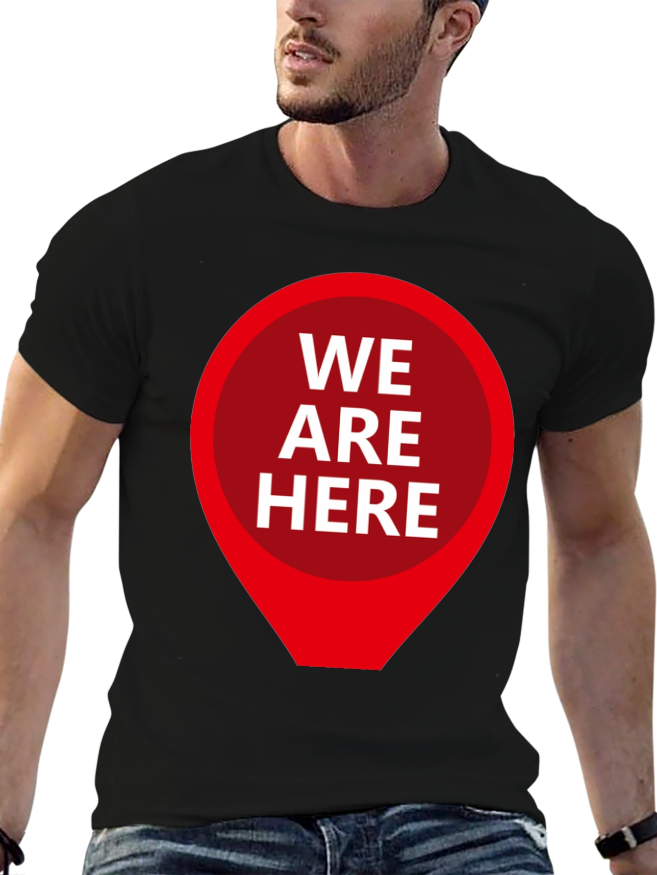 We Are Here Graphic Tee - Black