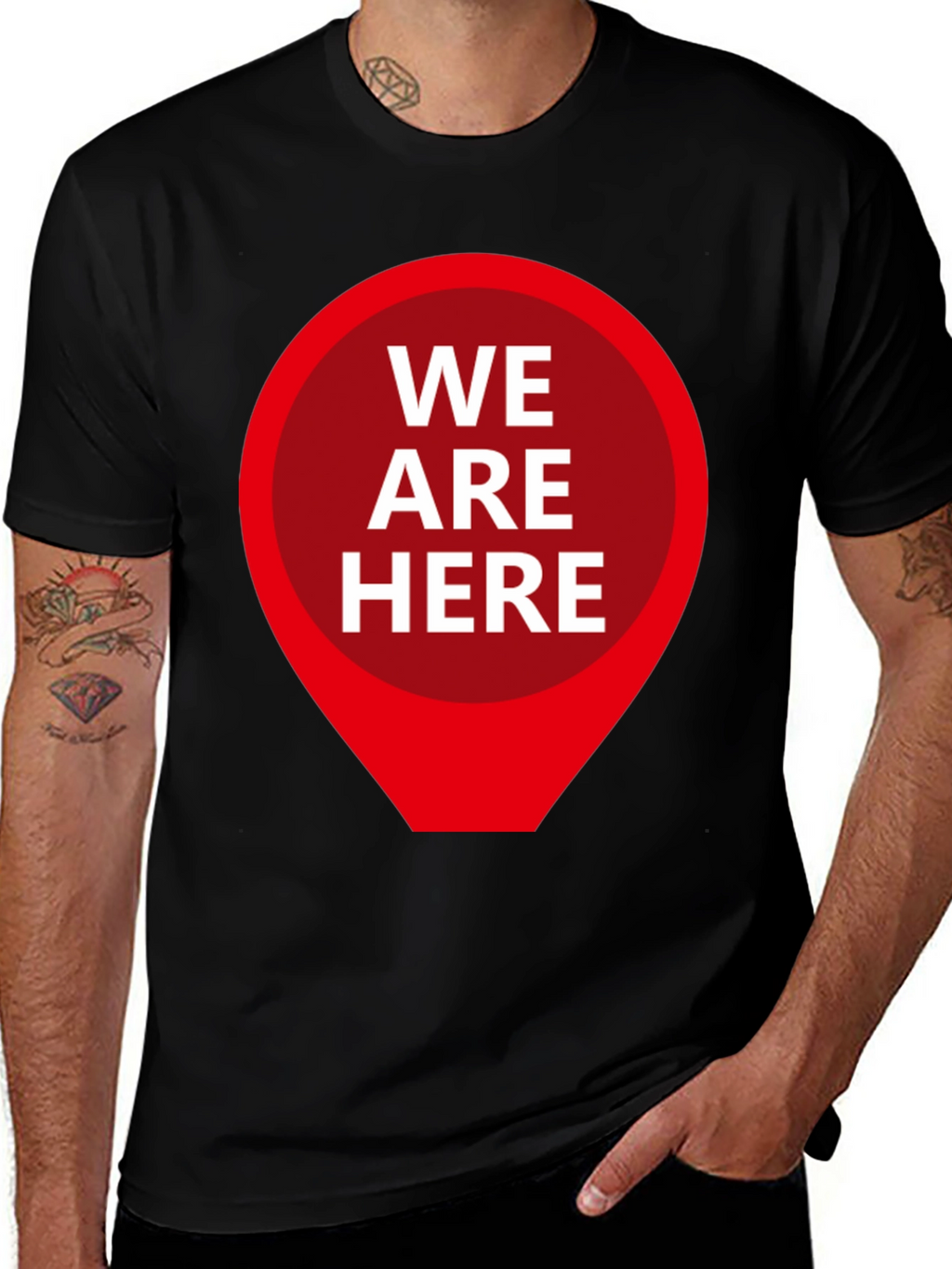 We Are Here Graphic Tee - Black