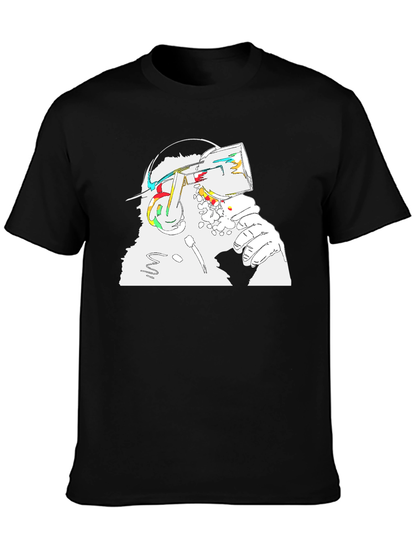 Abstract VR Headset Graphic Tee - Unisex Black T-Shirt