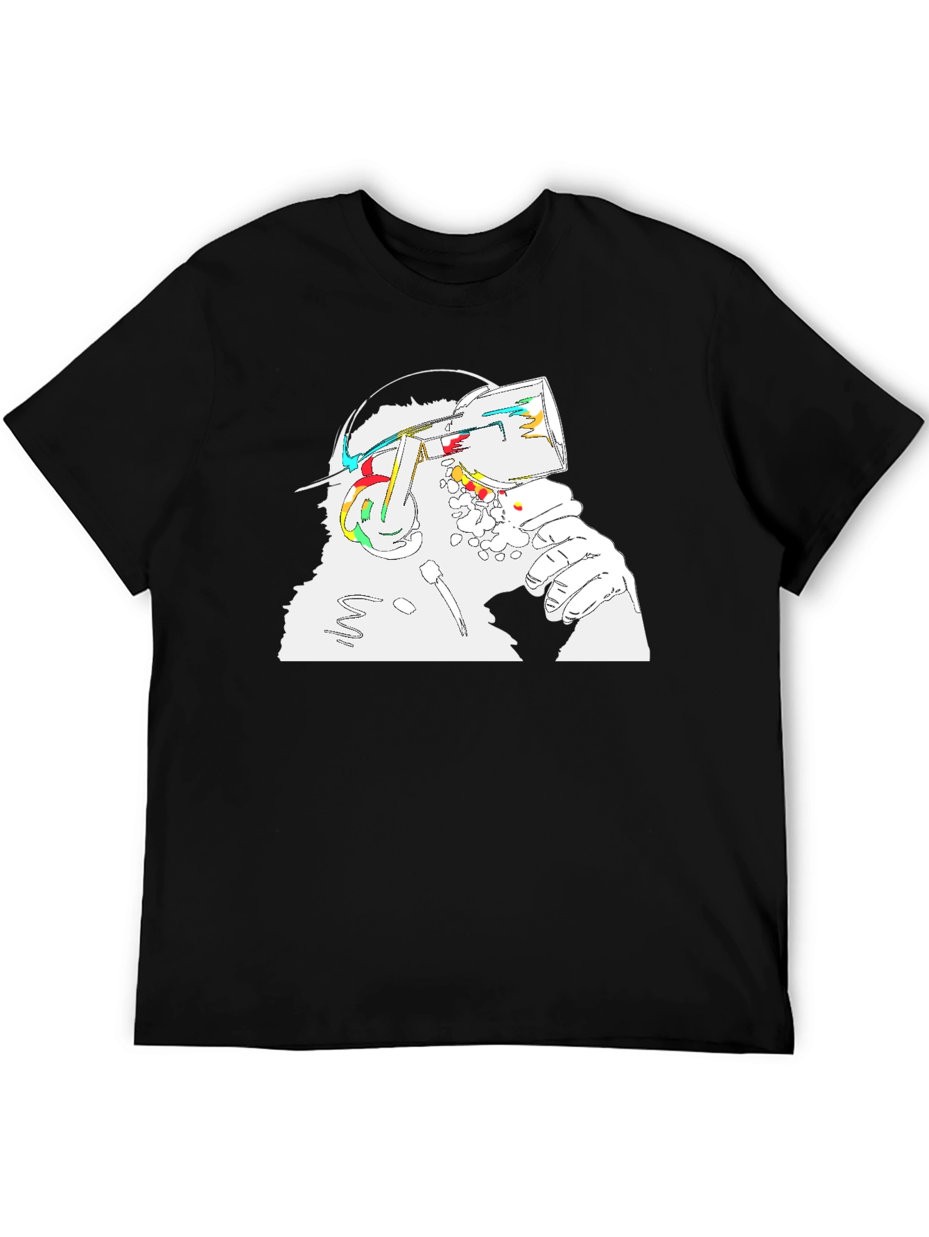 Abstract VR Headset Graphic Tee - Unisex Black T-Shirt