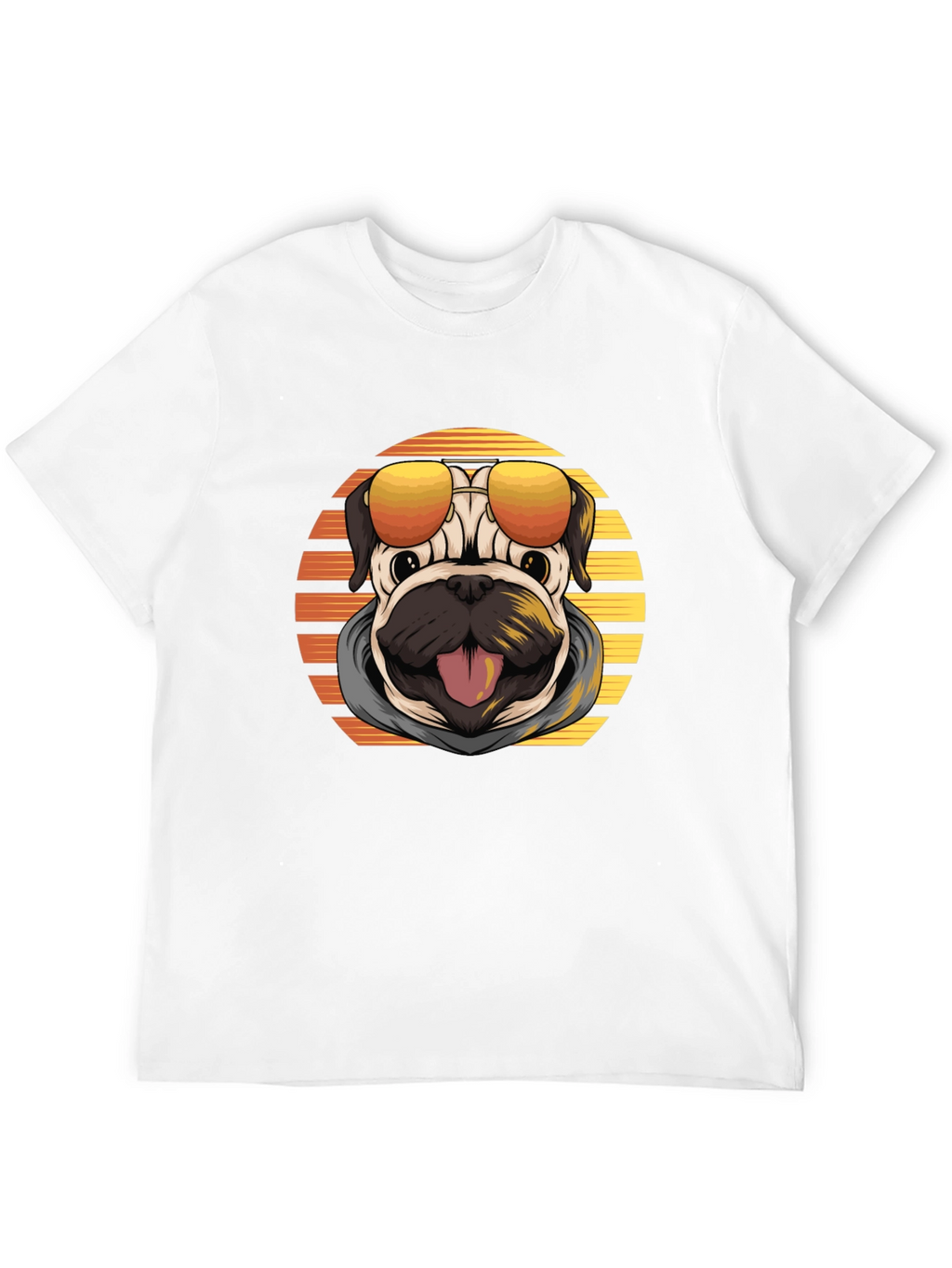 Cool Pug T-Shirt: Sunset Shades Design