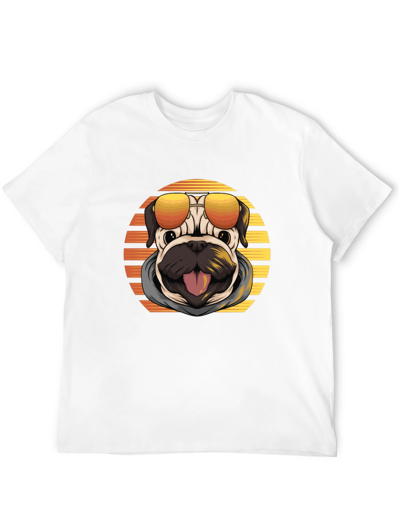 Cool Pug T-Shirt: Sunset Shades Design
