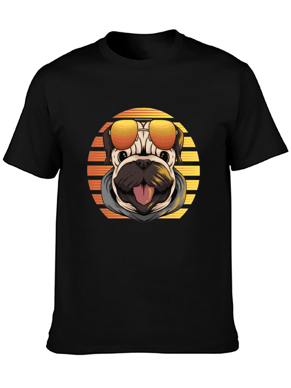 Cool Pug T-Shirt: Sunset Shades Design