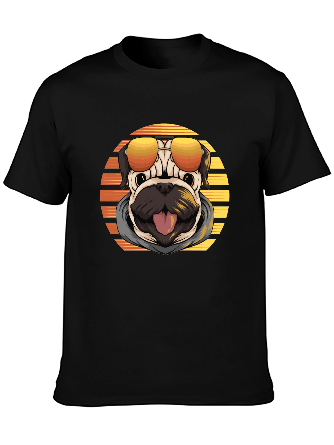 Cool Pug T-Shirt: Sunset Shades Design