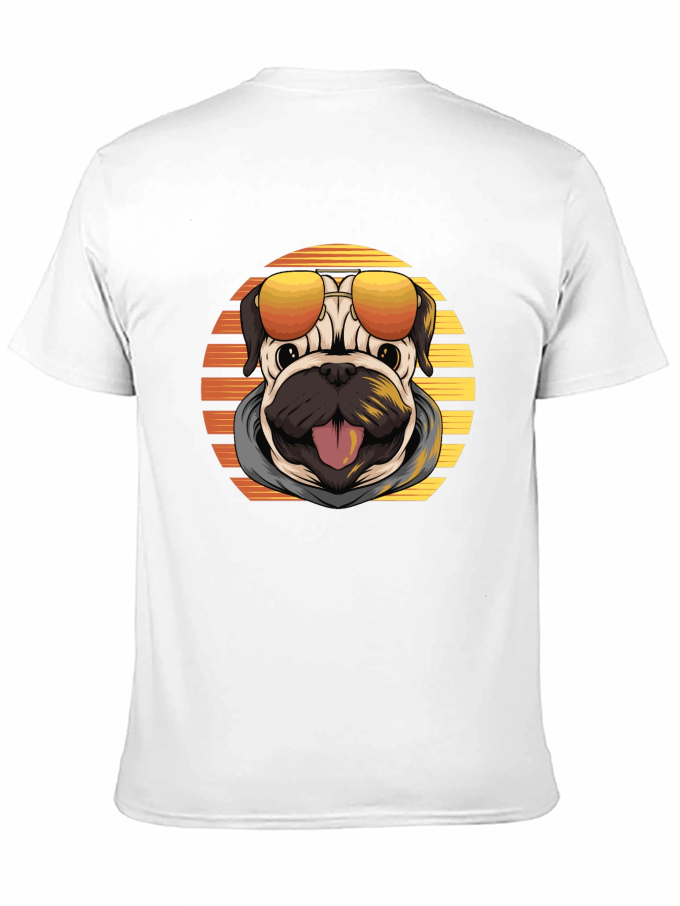 Cool Pug T-Shirt: Sunset Shades Design