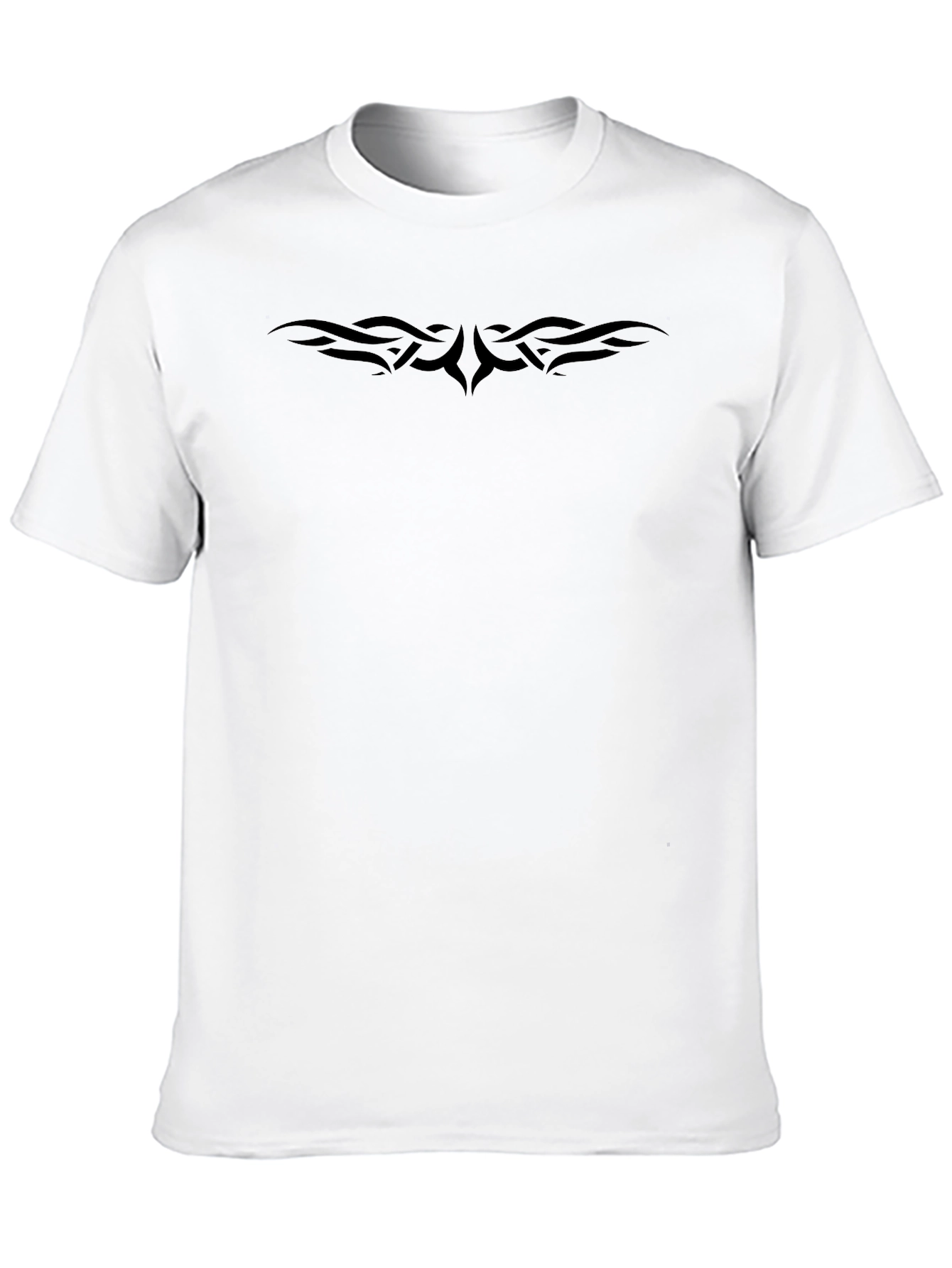 Black Tribal Design Tee - Modern Crew Neck T-Shirt