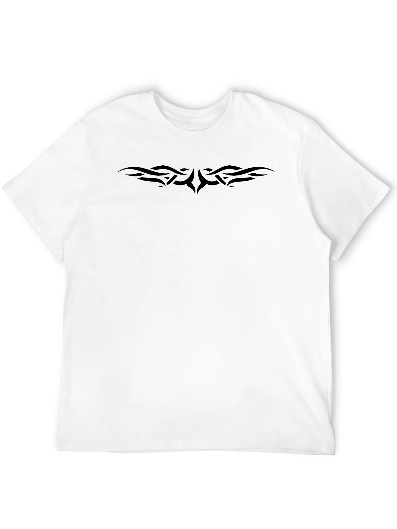 Black Tribal Design Tee - Modern Crew Neck T-Shirt