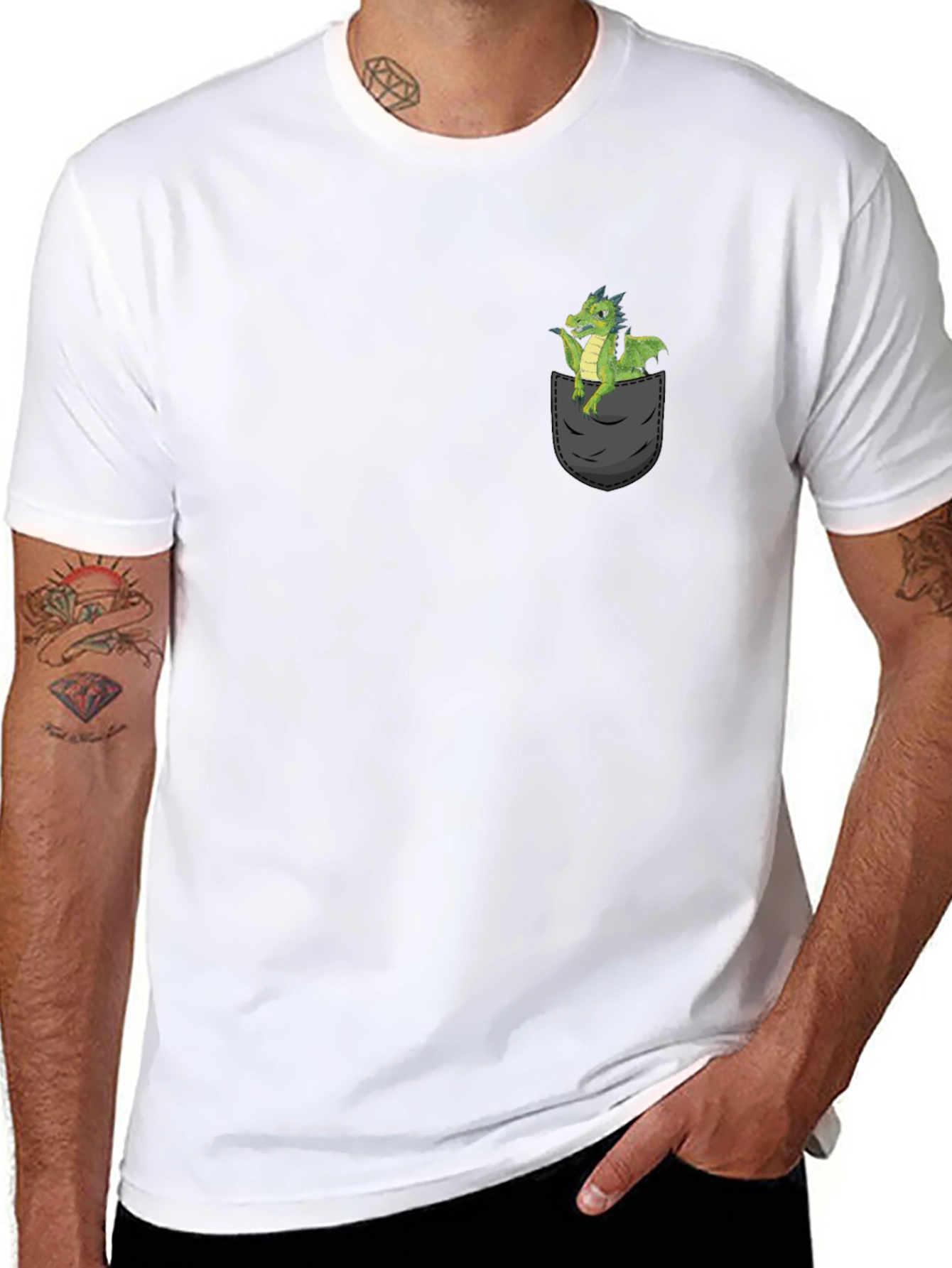 Dragon Pocket T-Shirt - Fantasy Creature Tee
