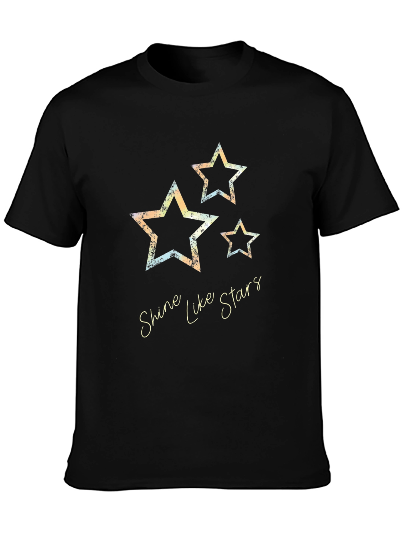 Shine Like Stars Graphic Print Black T-Shirt
