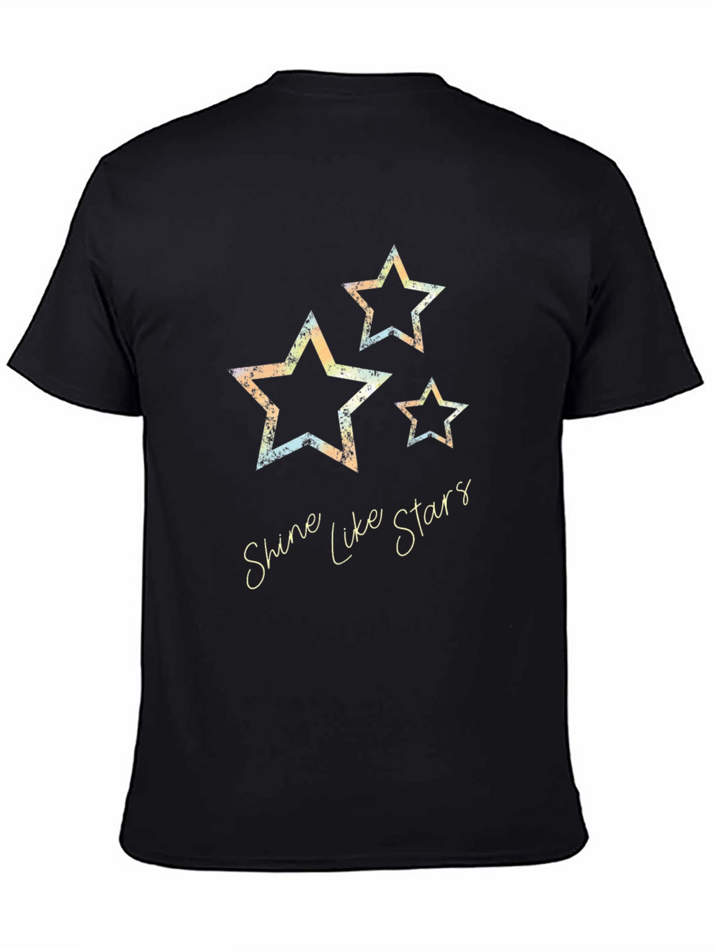 Shine Like Stars Graphic Print Black T-Shirt