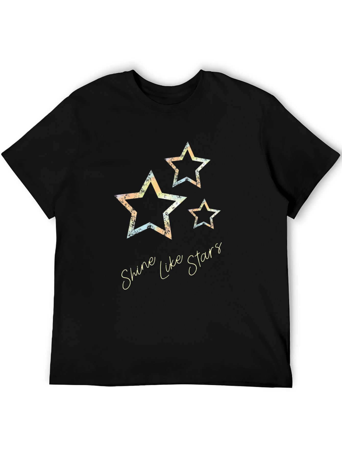 Shine Like Stars Graphic Print Black T-Shirt