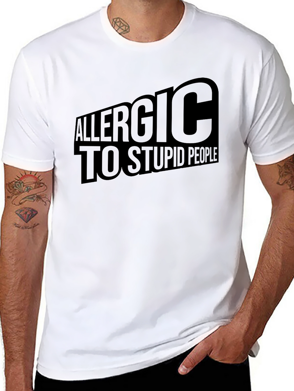 Allergic to Stupid People Black Graphic T-Shirt